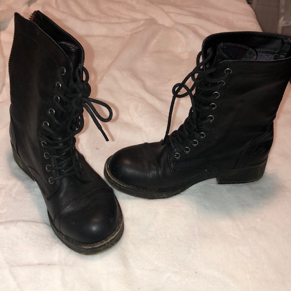 Black combat boots